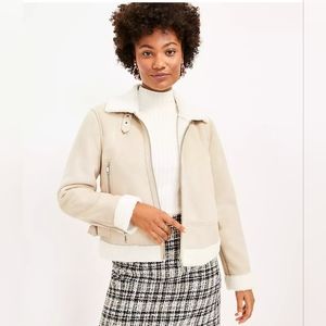 Loft Faux Suede Aviator Jacket